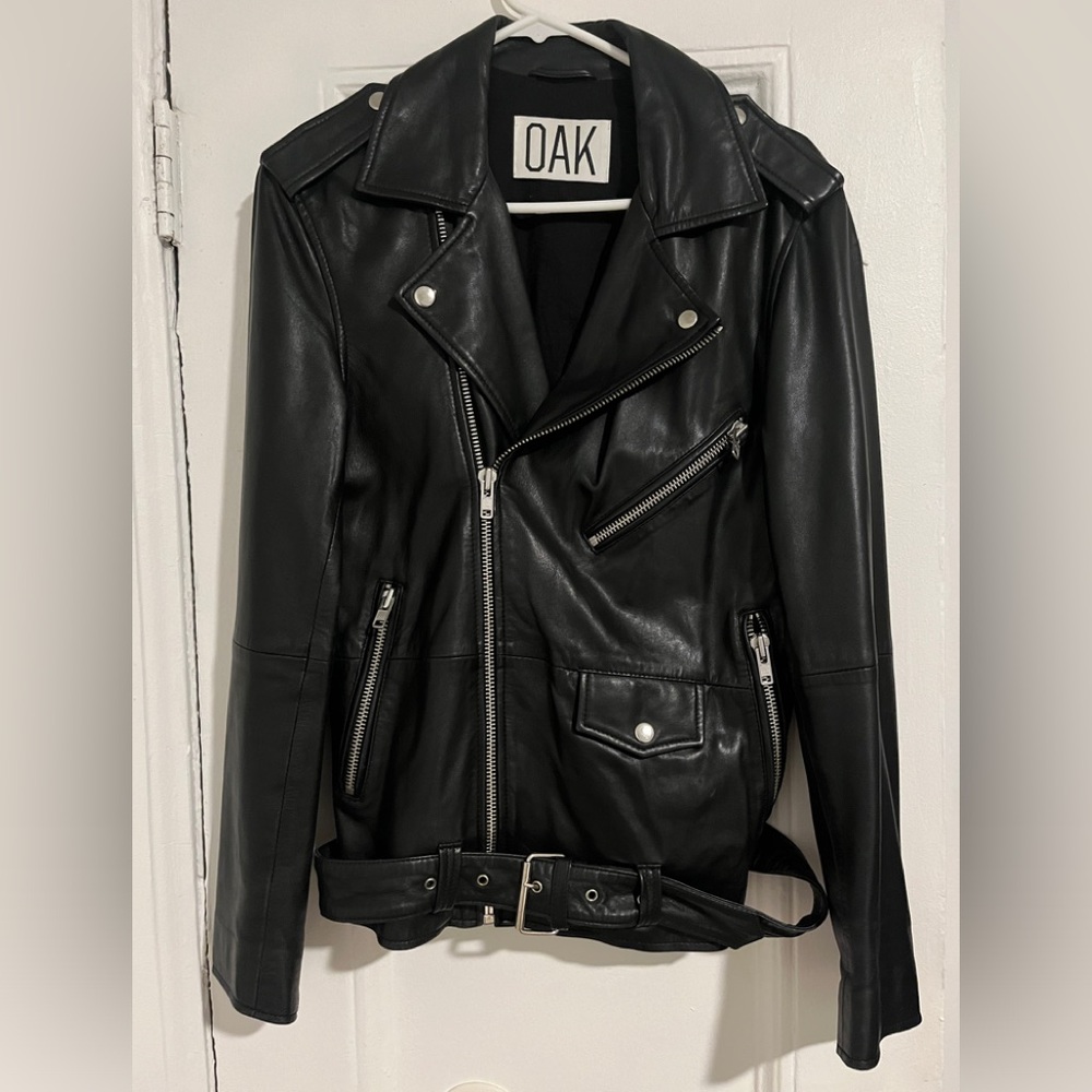 OAK leather moto jacket size XS